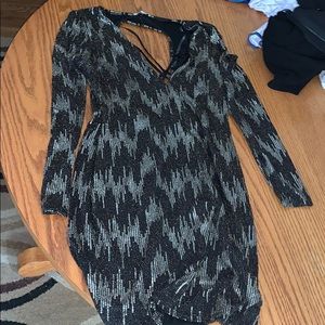 Black and gold sequin dress